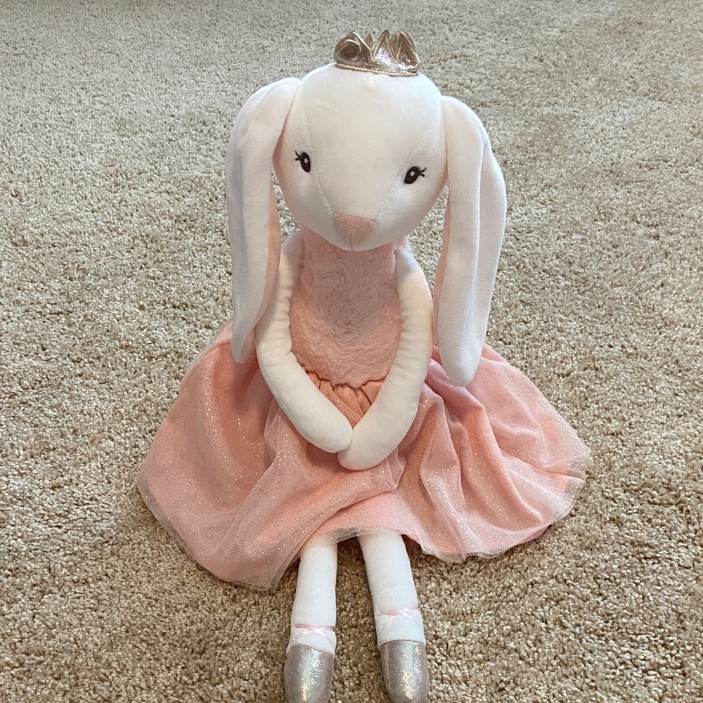 Coco Village Pink and White Plush Bunny with Crown